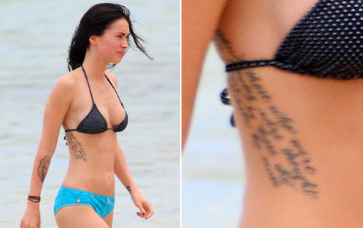 megan fox tattoos rib. megan fox tattoos. megan fox