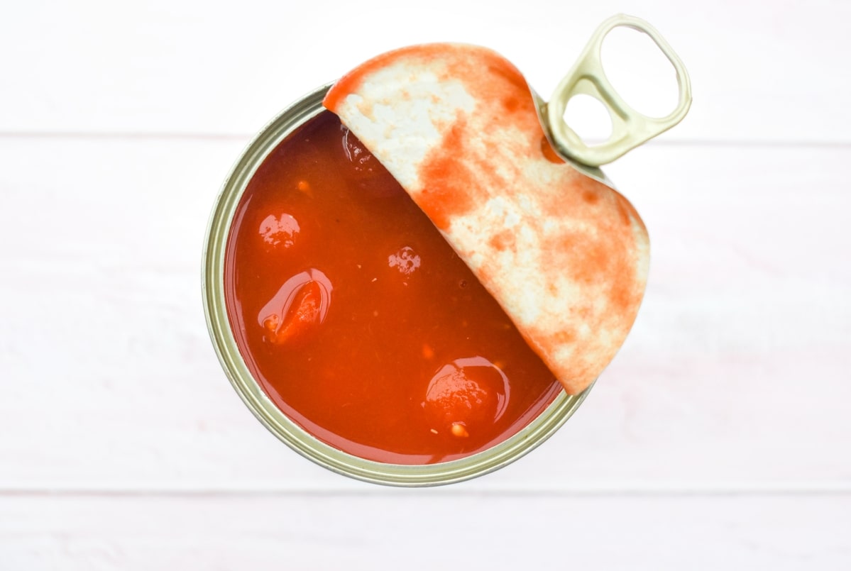 open tin of cherry tomatoes