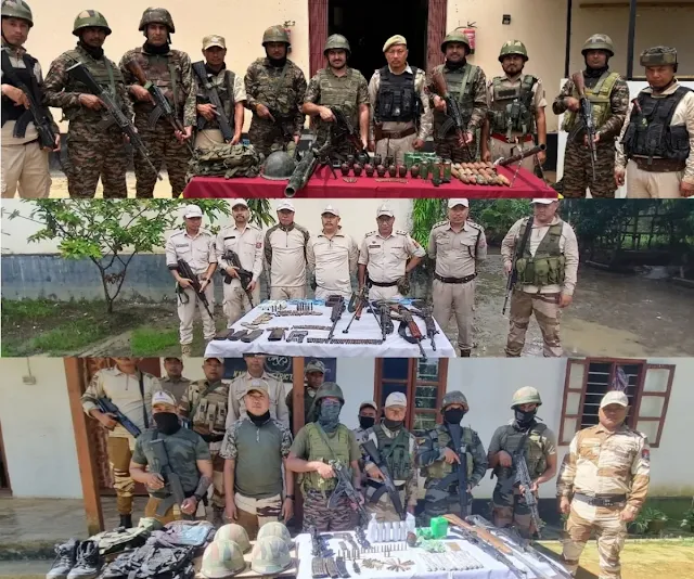 Large Cache of Arms, Ammunition, and Explosives Recovered Across Manipur