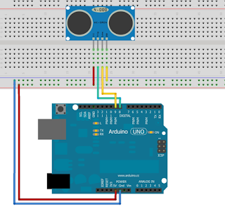 Skematik HC-SR04 dan Arduino