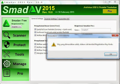 Pesan Gagal Aktivasi Smadav Pro