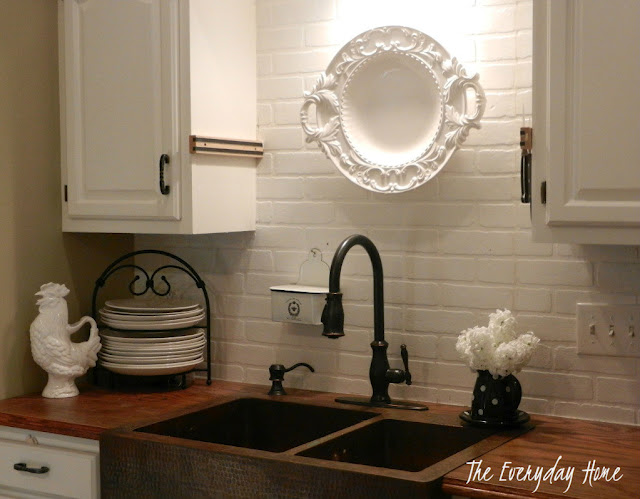 Budget Friendly Painted Brick Backsplash At The Everyday Home