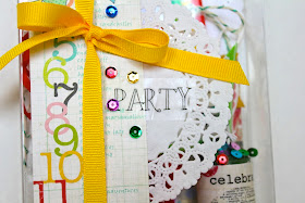 SRM Stickers Blog - Bitty Birthday Box by Shantaie - #birthday #gift #container #clear #A-2 #doily #stickers #twine #shimmer