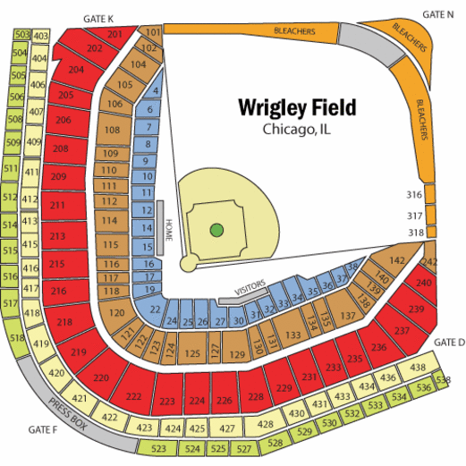 Wrigley Field Tickets Wrigley Field Seating Chart Vivid Seats - wrigley field seating chart