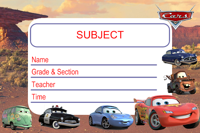 Editable Subject Label Cars Character