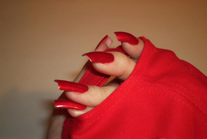 red nail polish. Metallic Red Nail Polish