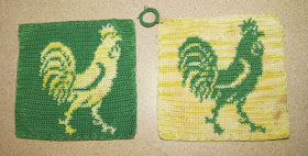 crocheted rooster potholders