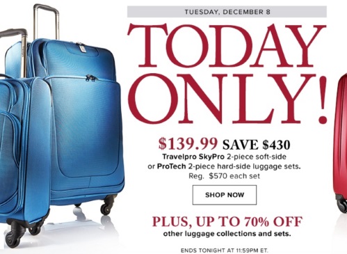 Hudson's Bay Travelpro 2 Piece Luggage Sets $139.99 + Up To 70% Off Other Luggage Collections