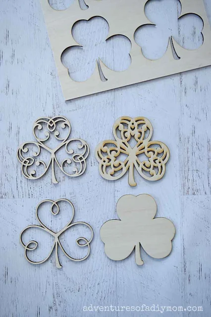 laser cut wood shamrocks