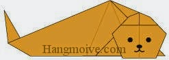 Bước 14: Vẽ mắt, mũi, miệng để hoàn thành cách xếp con hải cẩu bằng giấy theo phong cách origami. 