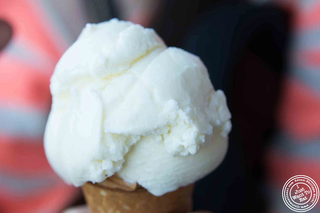 image of vanilla ice cream with sugar cone at Chez Catherine in Montreal, Canada