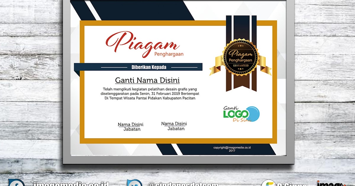 Contoh Sertifikat Penghargaan Frame Emas  Imago Media