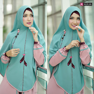 Koleksi Gamis Set Syari Aulia Fania Pink Jungle Green