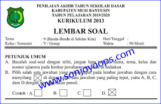 Download Soal PAT PAS UKK Tema 9 Kelas 5 revisi 2017 Tahun 2019/2020