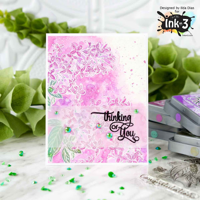 Lilac Dreams - Thinking Of You Card - Watercoloring and Smooshing with Distress Oxide Inks by ilovedoingallthingscrafty