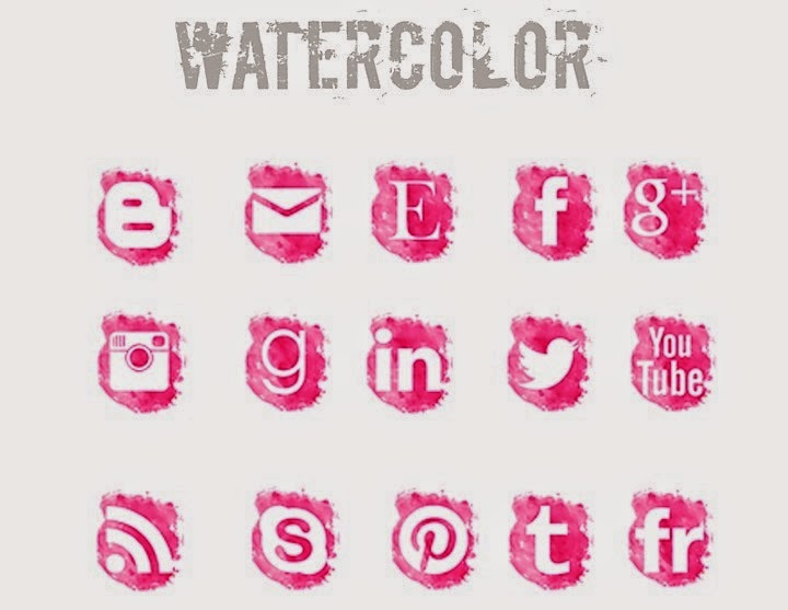 pink watercolor social media icons