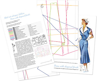 1950's Sewing - Dress with Diagonal Finish free pattern