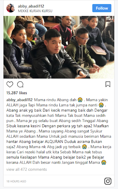 abby abadi hantar anaknya ke turki