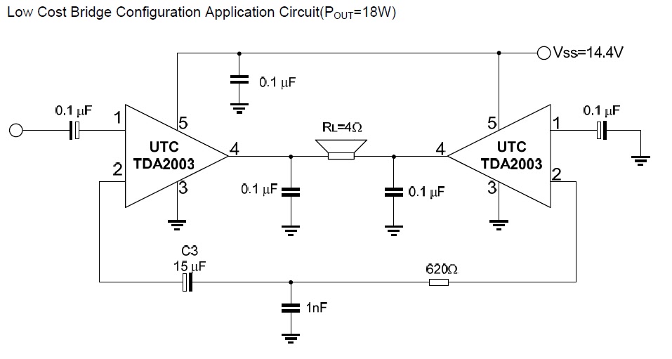 Power Amplifier dengan TDA2003  Skema  Rangkaian Elektronika