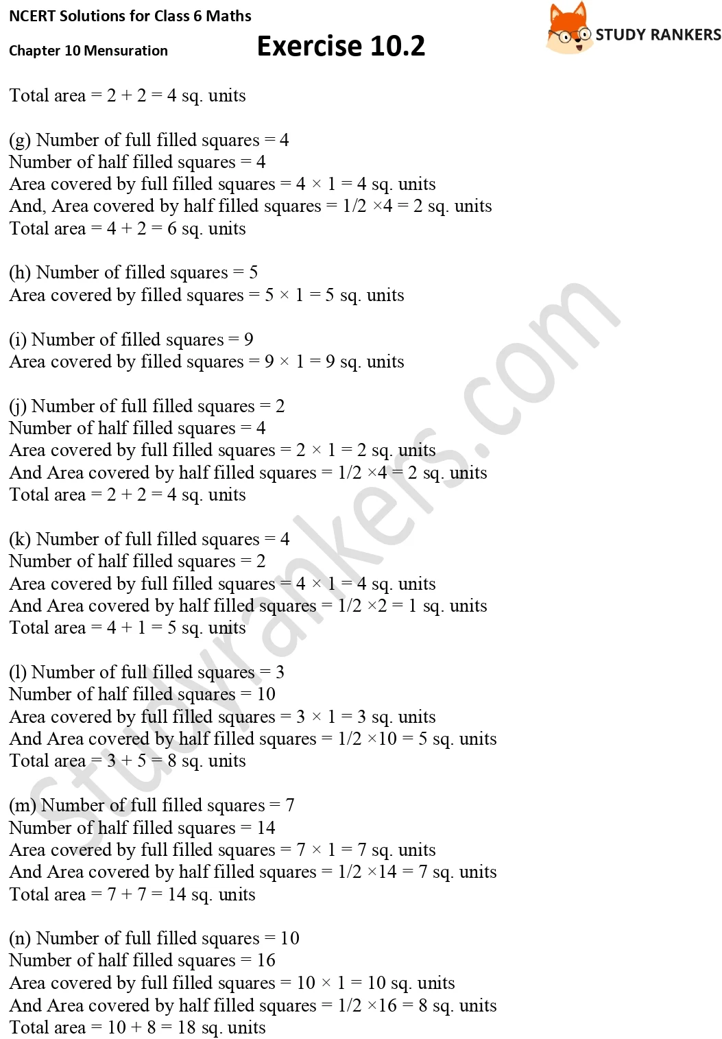 NCERT Solutions for Class 6 Maths Chapter 10 Mensuration Exercise 10.2 Part 2