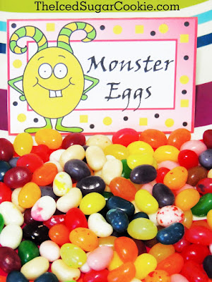 Monster Birthday Party Food Label Tent Cards Printable Cutout Template-DIY Monster Food Party Ideas-Monster Eggs, Monster Pretzels, Monster Muffins, Monster Suckers