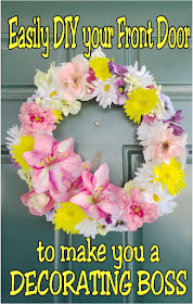 Decorate your home like a Mom Boss with this simple DIY spring floral wreath for Mother's day. You'll have your home looking beautiful enough to scare off the doldrums of winter once and for all. #springwreath #mothersday #wreath #diywreath #diypartymomblog