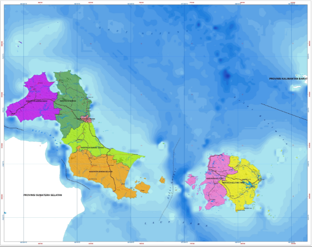 Letak Geografis Kabupaten dan kota di Prov. Bangka Belitung