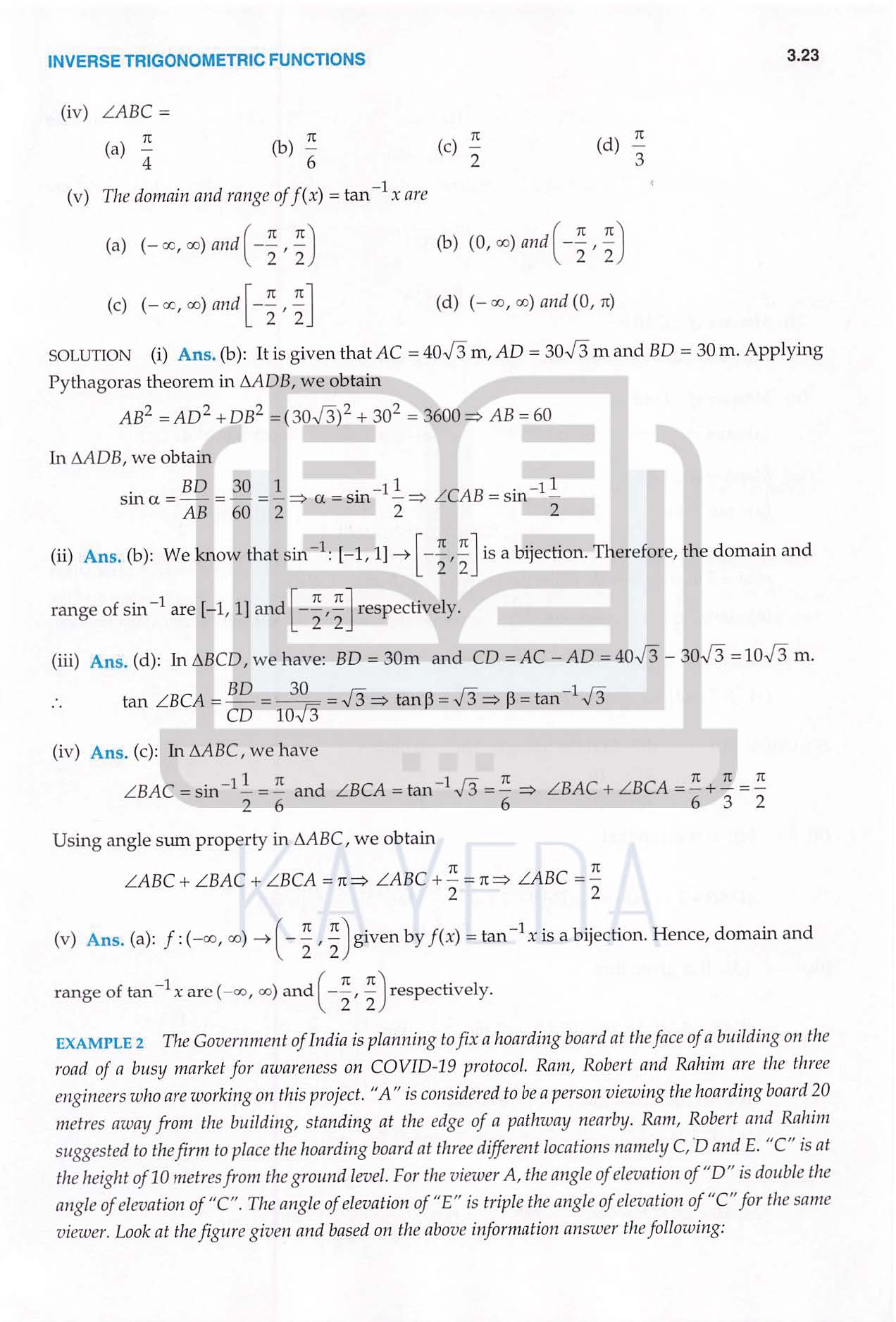 R. D. Sharma Mathematics MCQ Class 12 | Chapter 3: Inverse Trigonometric Functions