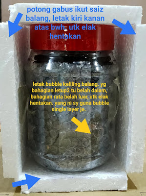 cara bungkus balang biskut untuk pos