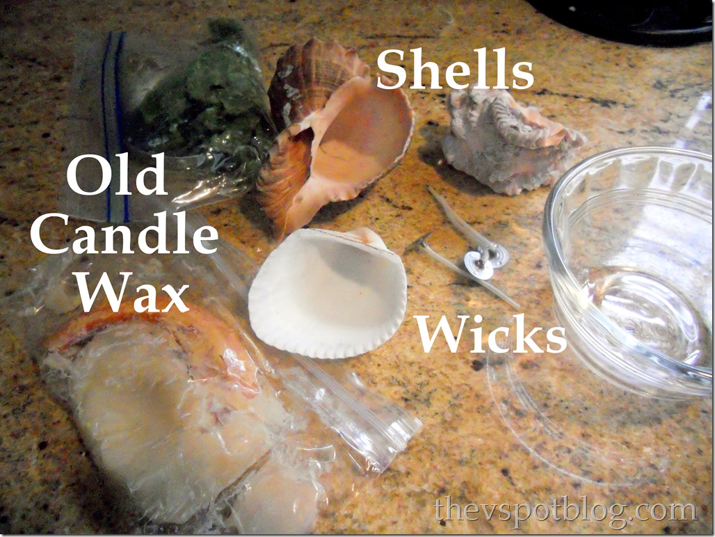 shells, candle, wicks, wax