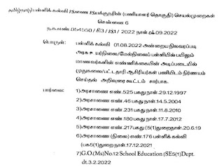 01.08.2022 நிலவரப்படி ஆசிரியர்கள் பணியிடம் நிர்ணயம் செய்தல் சார்ந்து பள்ளிக் கல்வி இணை இயக்குநரின் செயல்முறைகள்