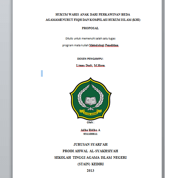 Contoh skripsi hukum contoh proposal skripsi hukum waris 