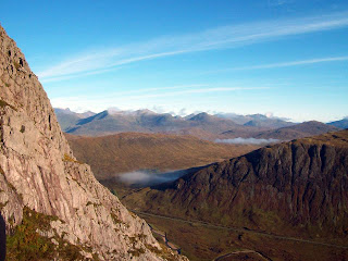 Looking down towards the road, high up on Curved Ridge