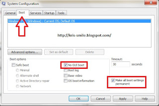 msconfig- CENTANG NO GUI BOOT