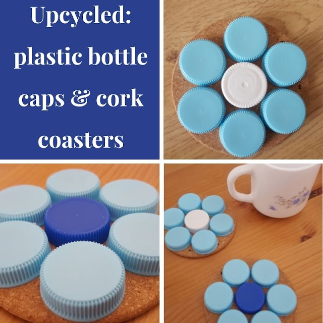 Upcycled: plastic bottle caps & cork coasters