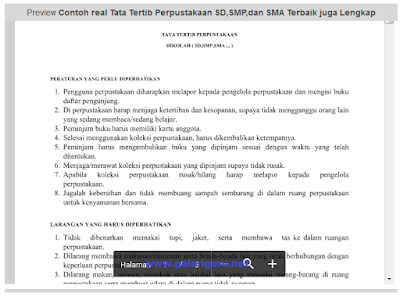 Contoh Tata Tertib Perpustakaan Sekolah Jenjang SD,SMP,SMA File Doc