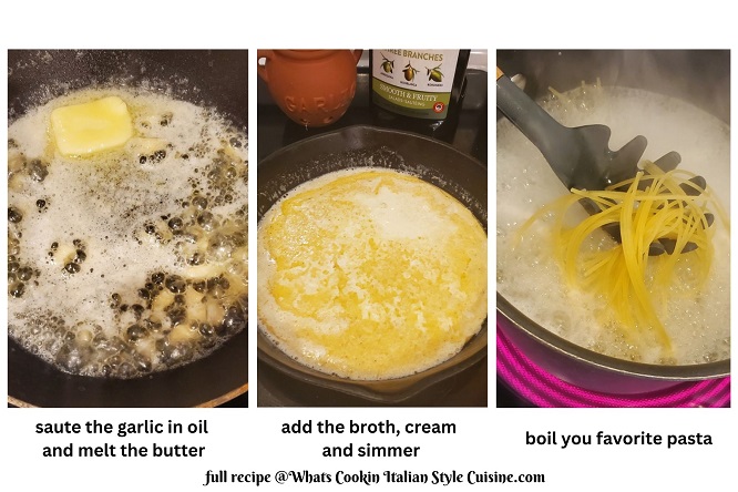 collage on how to make garlic pasta
