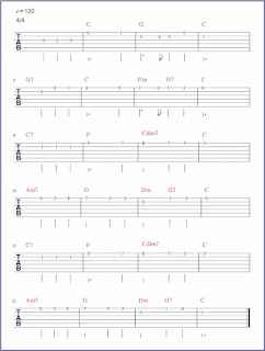 gambar notasi tab gitar lagu sarinande tab ke-1