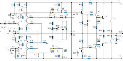 2800W power amplifier cicuit diagram
