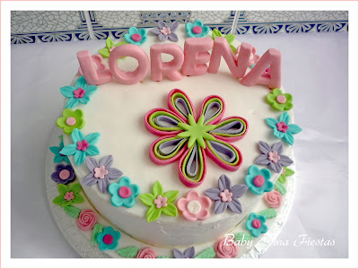 tarta floral de crema