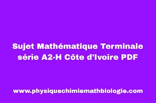 Sujet Mathématique Terminale série A2-H Côte d'Ivoire PDF