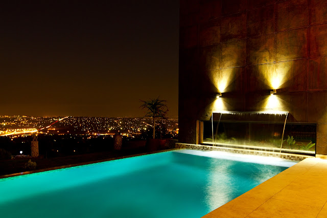 Swimming pool at night 