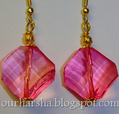 Magenta Acrylic Faceted Beaded Earrings (3)