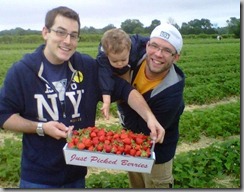 Chris, Dave & Eli picking fresh strawberries 2011
