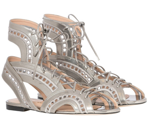 Luiza Barcelos Inverno 2015 Coleção Singular sandália rasteira em specchio estilo gladiadora