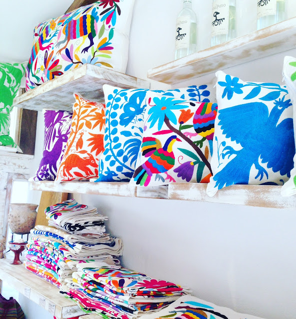 amazing embroidered textiles in a shop in Sayulita Mexico