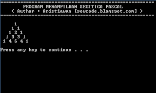 Menampilkan Segitiga Pascal Dengan Bahasa C
