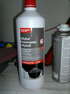 Biltema glycol longlife, ready mixed. Cost: 50 SEK