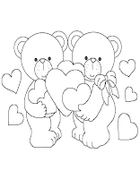 osos infantiles enamorados para pintar