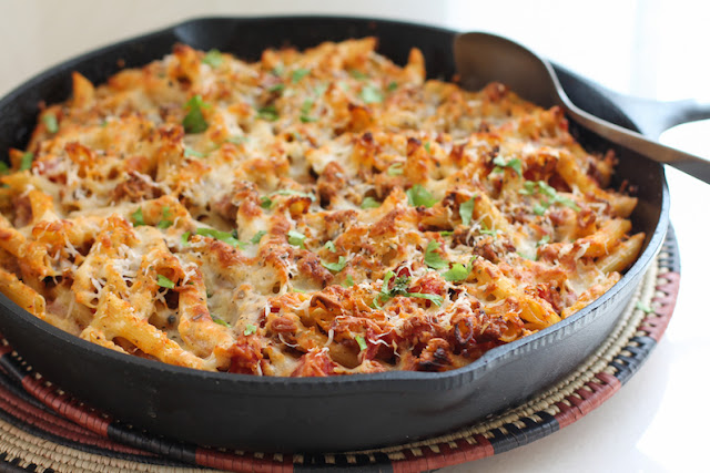 Food Lust People Love: The perfect weeknight family meal or Sunday supper, this baked cheese and sausage ziti is quick to put together but full of flavor. Comfort food at its best.